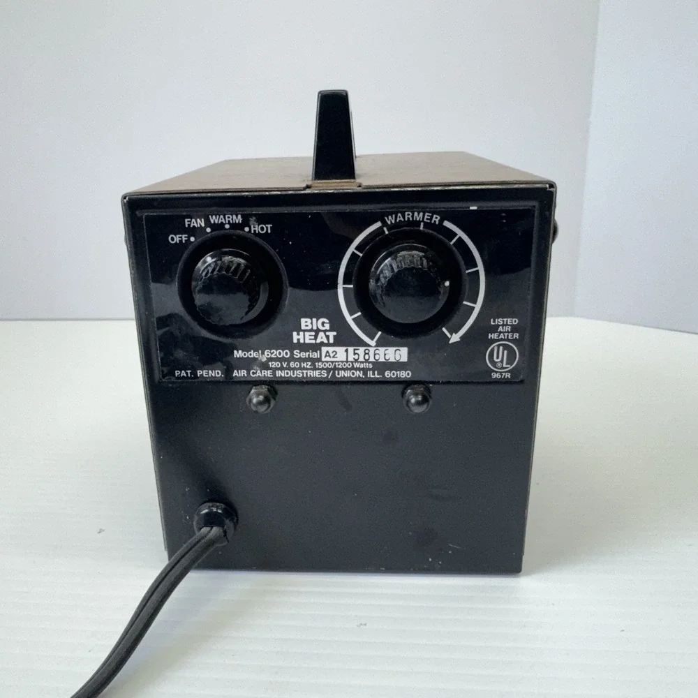 Vintage Big Heat 6200 Portable Electric Space Heater Cube 1200/1500 Watts Tested